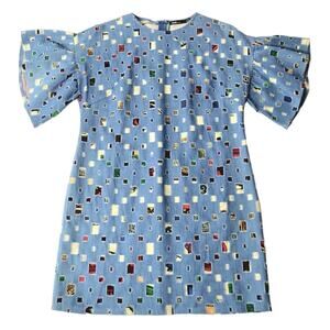 I:na Denim Flutter Sleeve Denim Dress COLORFUL Patchwork